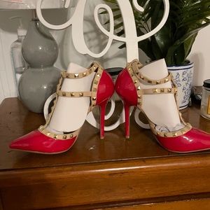 Red and gold pumps brand new never worn